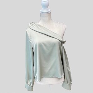 EUC One Shoulder Blouse in Celery Green